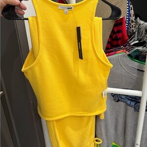 Fashion Nova Girls Bright Yellow Ribbed Tank Top